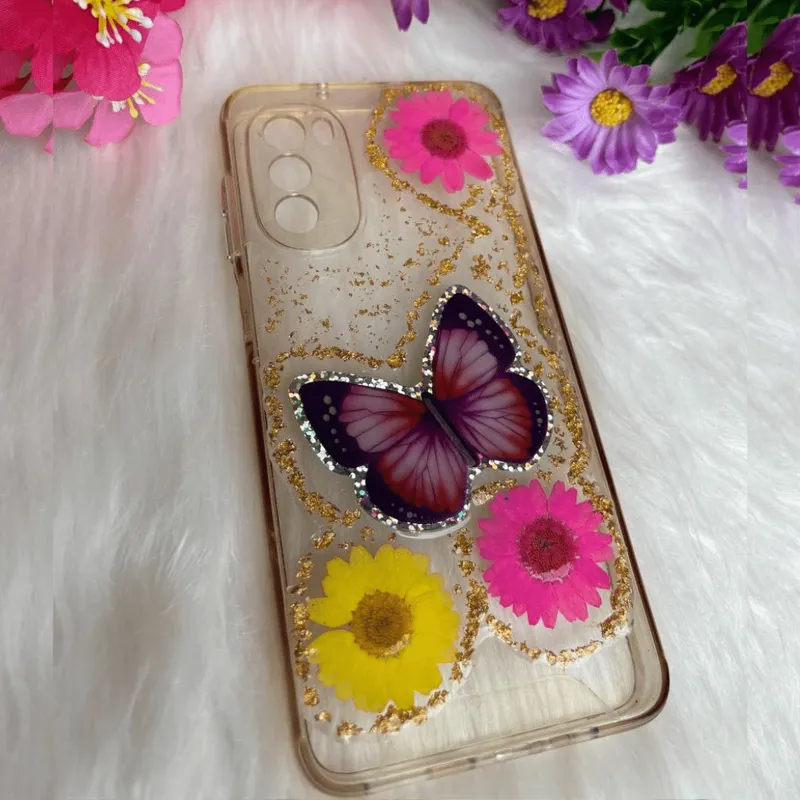 Accesorios para celular con flores naturales